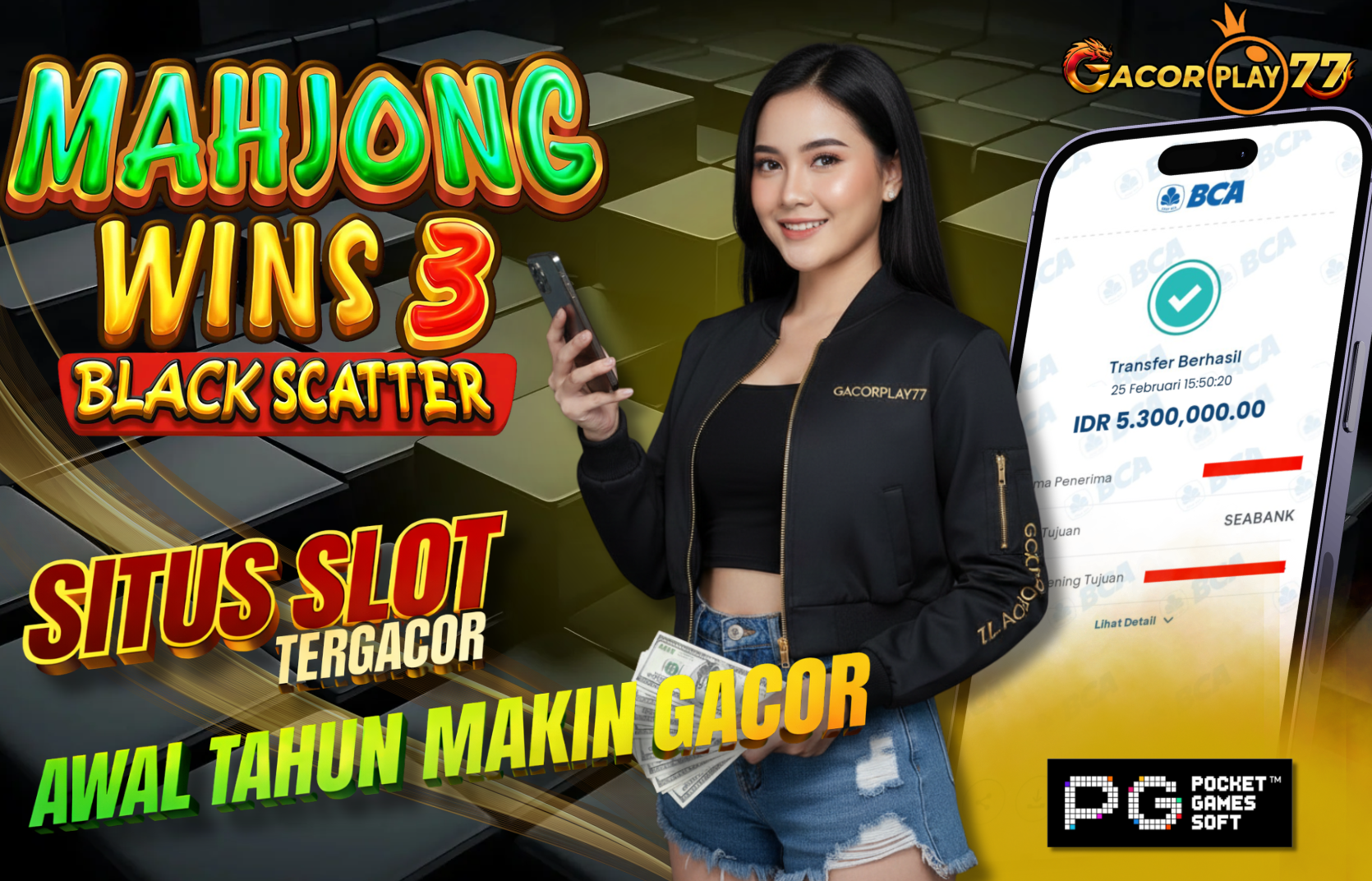 Selamat kepada user id : ban****02 Wede Rp 5.300.000i Game MAHJONG WINS 3 PRAGMATIC PLAY Cair Gk Sampe 1 Menit! Menang Mudah di Gacorplay77